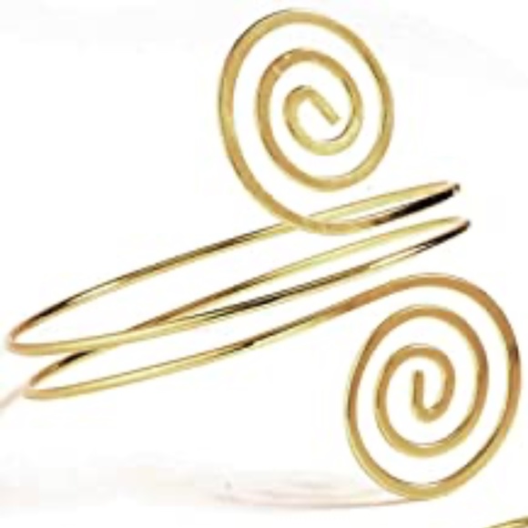 Gypsy Swirl Boho Style Gold Plated Upper Arm Cuff - Picture 14 of 15